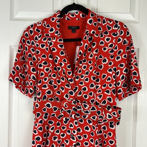 NWT J. Crew Rudbeckia red heart print midi dress sz 6 - Picture 7 of 12